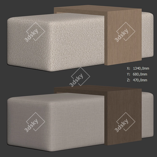 Boucle Noelle Ottoman Furniture Model 3D model image 7