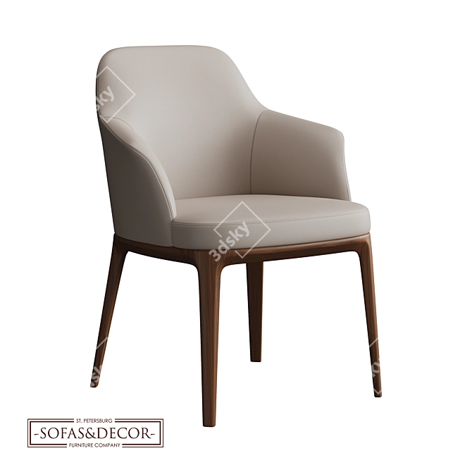 Title: Customizable Ergonomic Leather Chair 3D model image 1