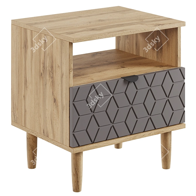 Modern Grey Bedside Table "Denver 3D model image 1