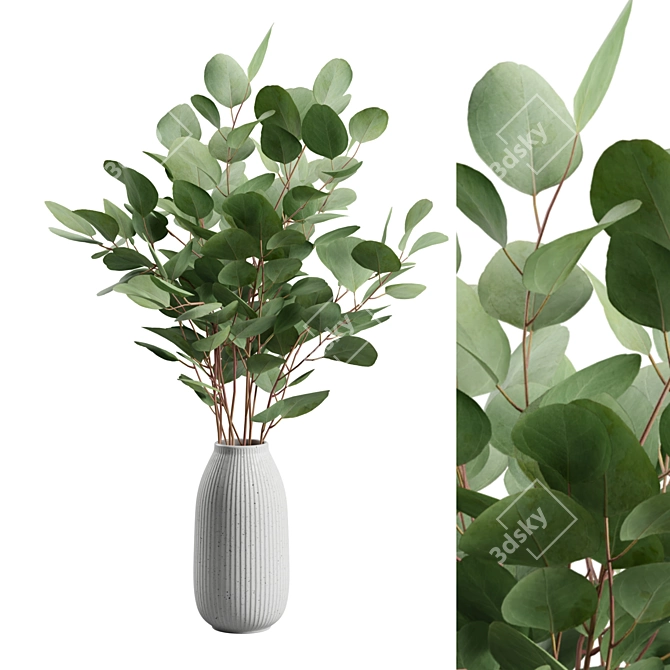 Elegant Eucalyptus Vase Bouquet 3D model image 1