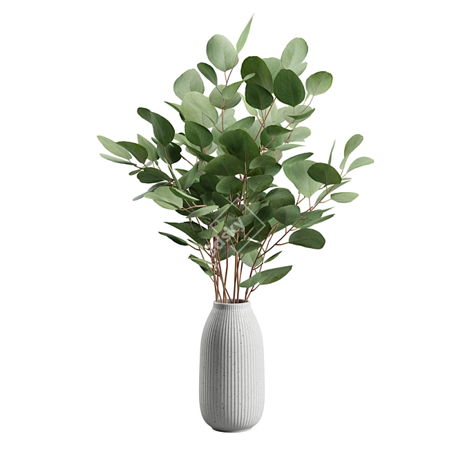 Elegant Eucalyptus Vase Bouquet 3D model image 2