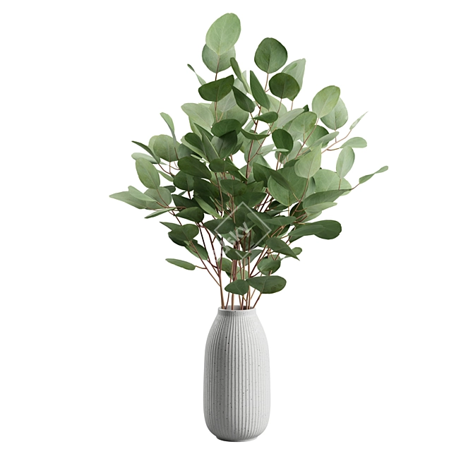 Elegant Eucalyptus Vase Bouquet 3D model image 6