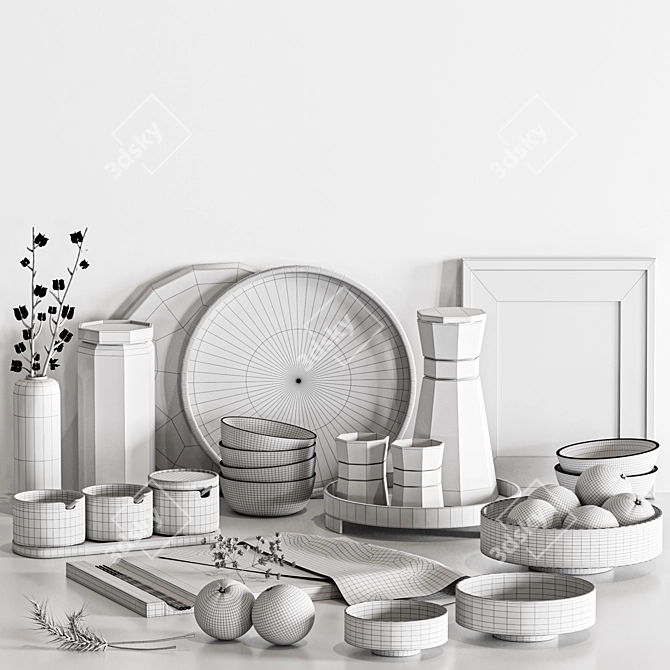 Premium Kitchen Accessories Set 3D model image 4