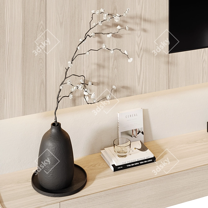 Modern TV Wall with Soundbar 3D model image 3