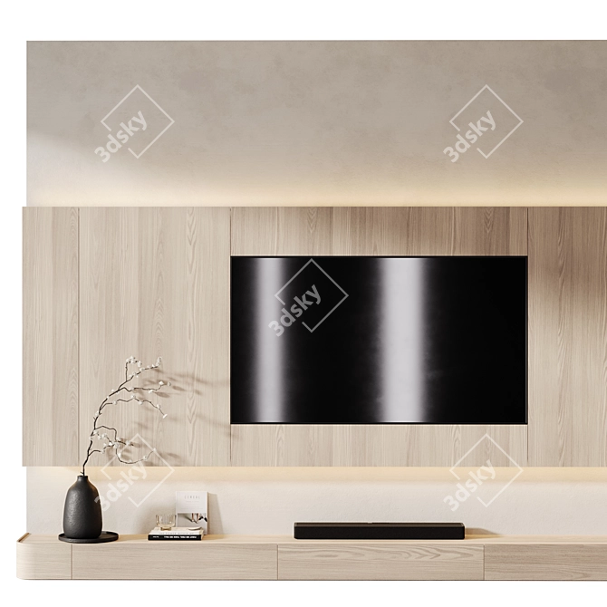 Modern TV Wall with Soundbar 3D model image 5