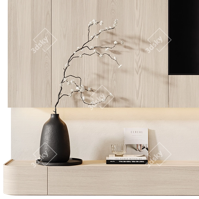 Modern TV Wall with Soundbar 3D model image 6