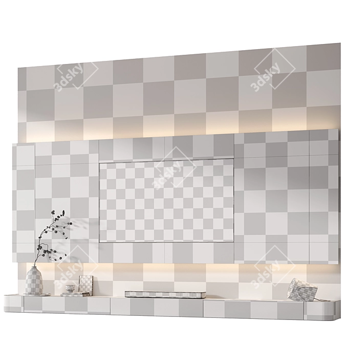 Modern TV Wall with Soundbar 3D model image 7