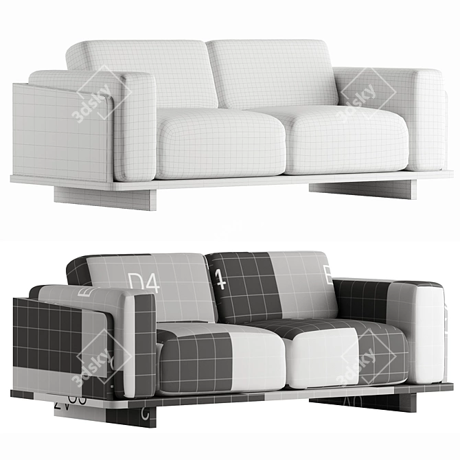 Luxury 3-Seater Sofa: Modern Style 3D model image 3