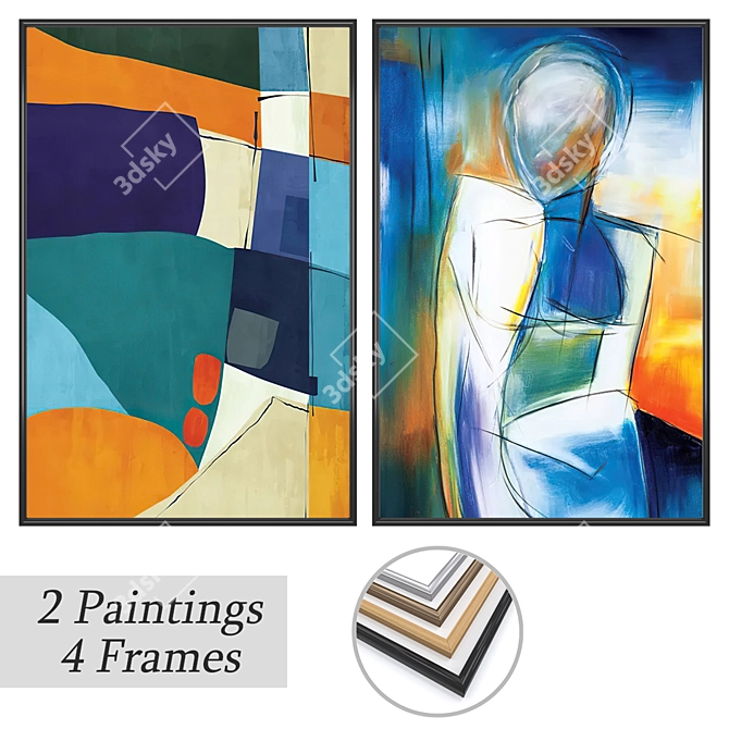 Artwork Set with Multiple Frames 3D model image 1