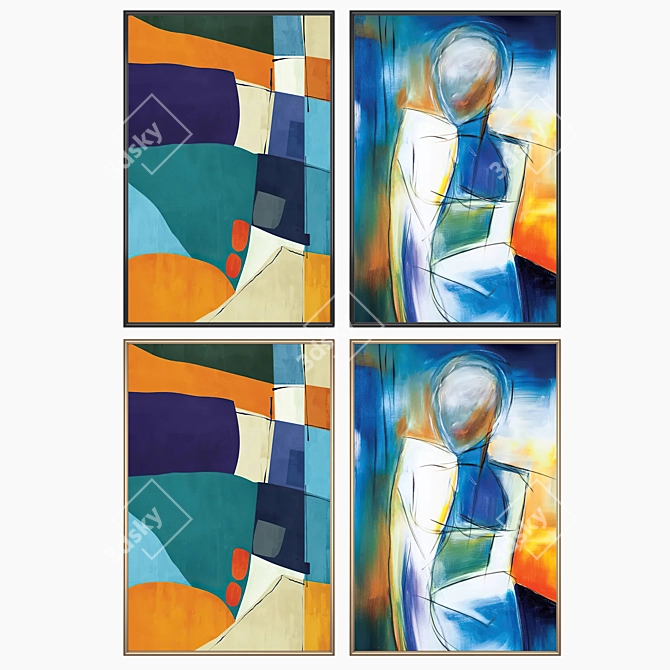 Artwork Set with Multiple Frames 3D model image 2