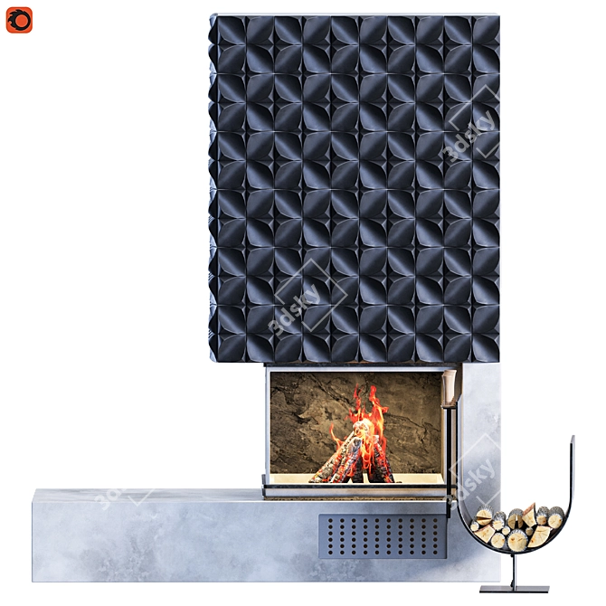 Fire Plaza 01: Elegant Fireplace Design 3D model image 2