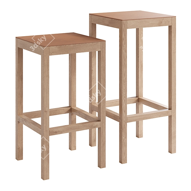 Modern Scandinavian Style Bar Stools 3D model image 1