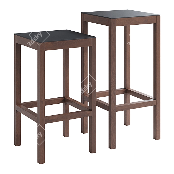 Modern Scandinavian Style Bar Stools 3D model image 4