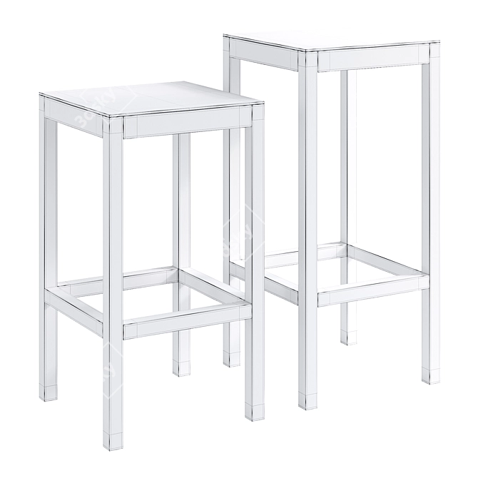 Modern Scandinavian Style Bar Stools 3D model image 6