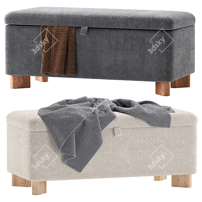 Sun Cozy Ivory Bench - Stylish Contemporary Design 3D model image 1