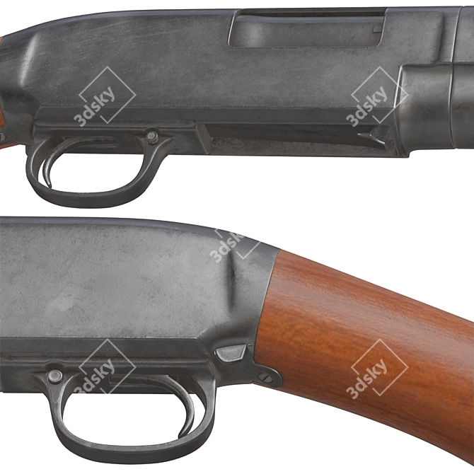 Winchester Model 12 Shotgun Kit 3D model image 7