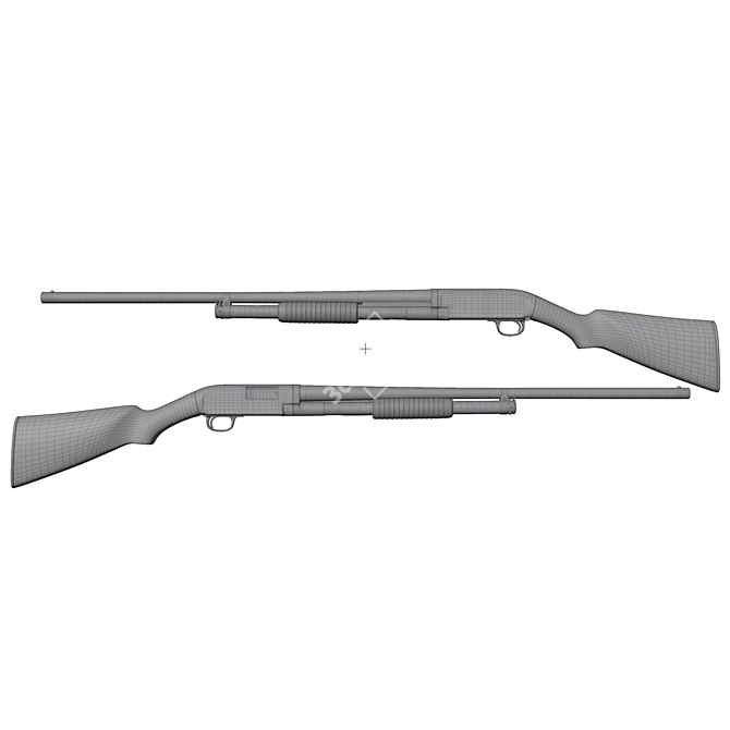 Winchester Model 12 Shotgun Kit 3D model image 9