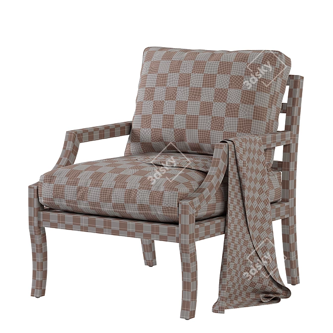 Elegant Beechwood Armchair with Linen 3D model image 4