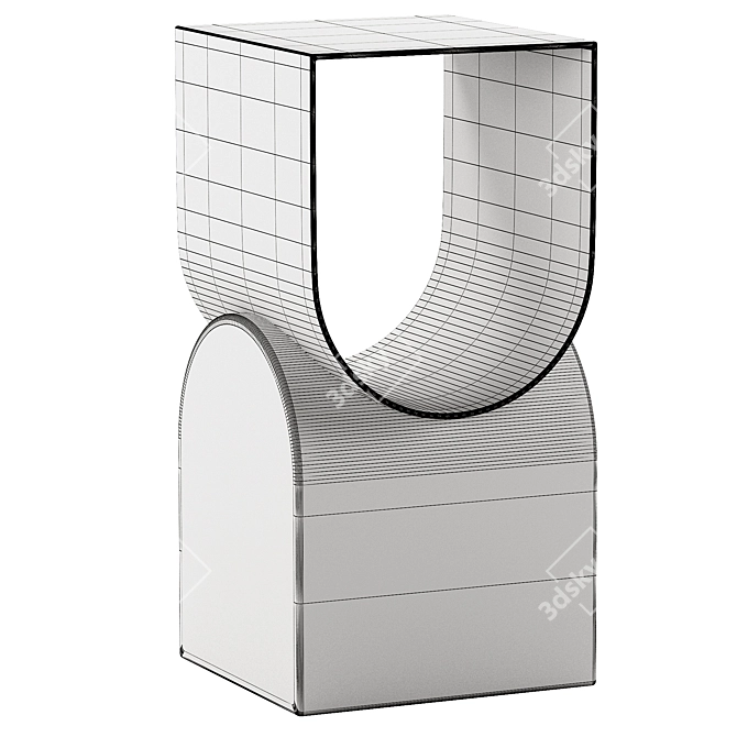 Sculptural Metal & Concrete Magazine Rack 3D model image 3