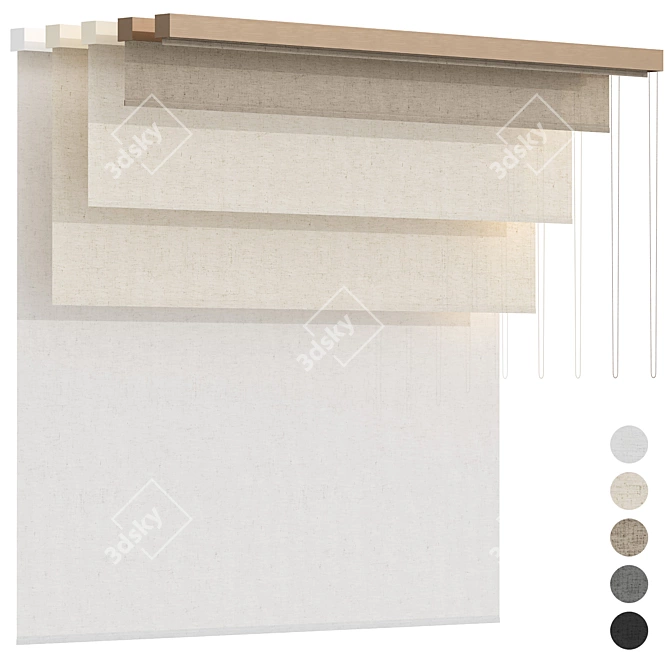 Bandalux Roller Blinds Set 02 3D model image 1