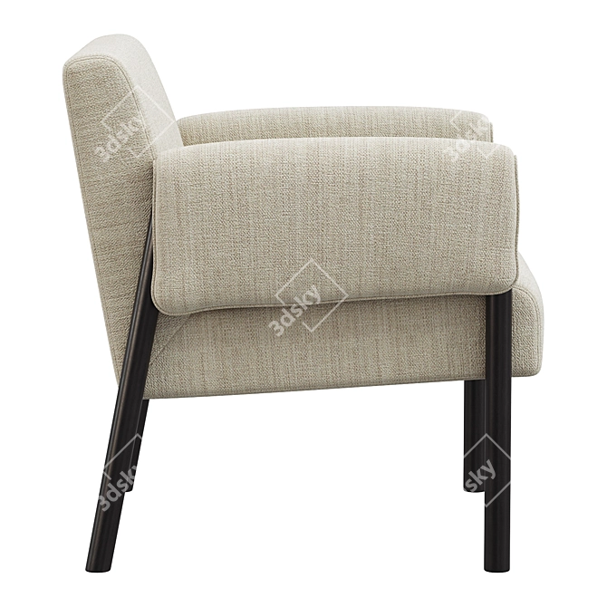 Elegant Aniston Cream Twill Chair 3D model image 2