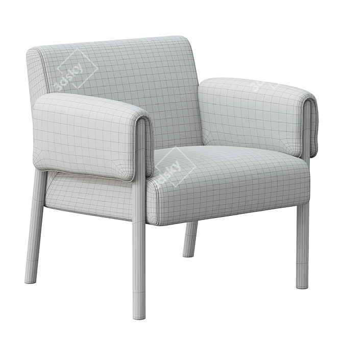 Elegant Aniston Cream Twill Chair 3D model image 4