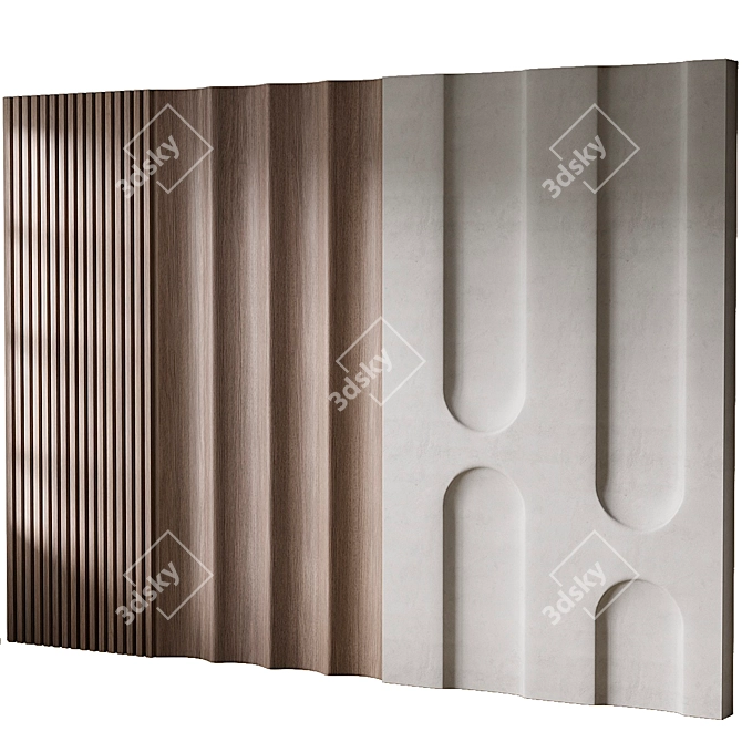 Wave Texture 3D Wall Panel 3D model image 1