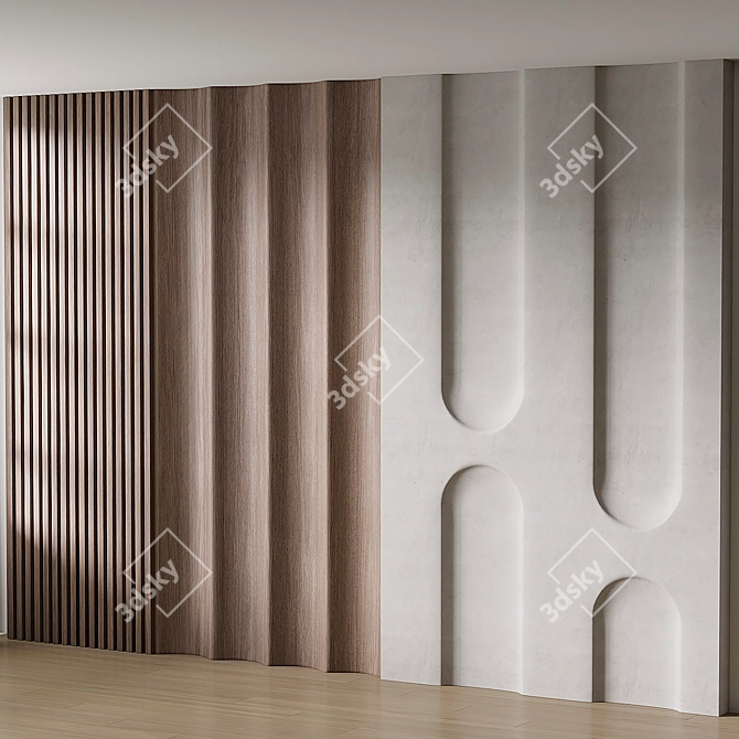 Wave Texture 3D Wall Panel 3D model image 2