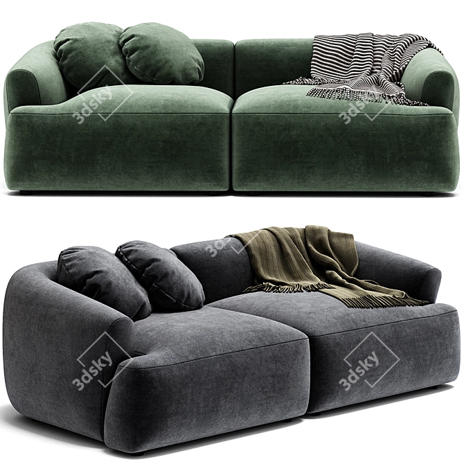 Sofia 2-Seat Modular Sofa 3D model image 4