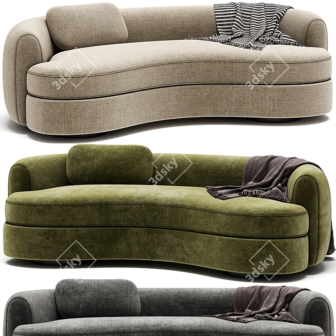 Modern Curved Sofa Design 3D model image 3