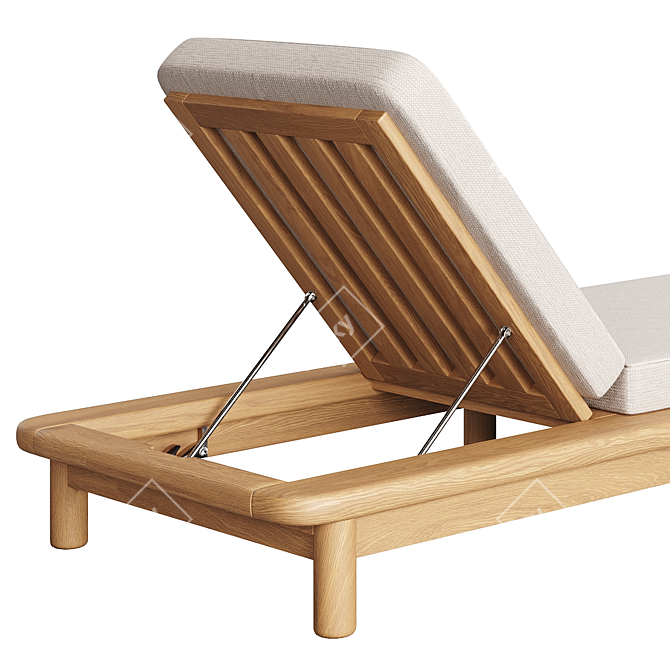 Teak Wood Sun Lounger 3D model image 3