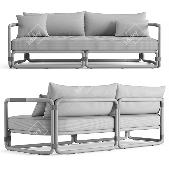 Restoration Hardware Teak Sofa 84 3D model image 5