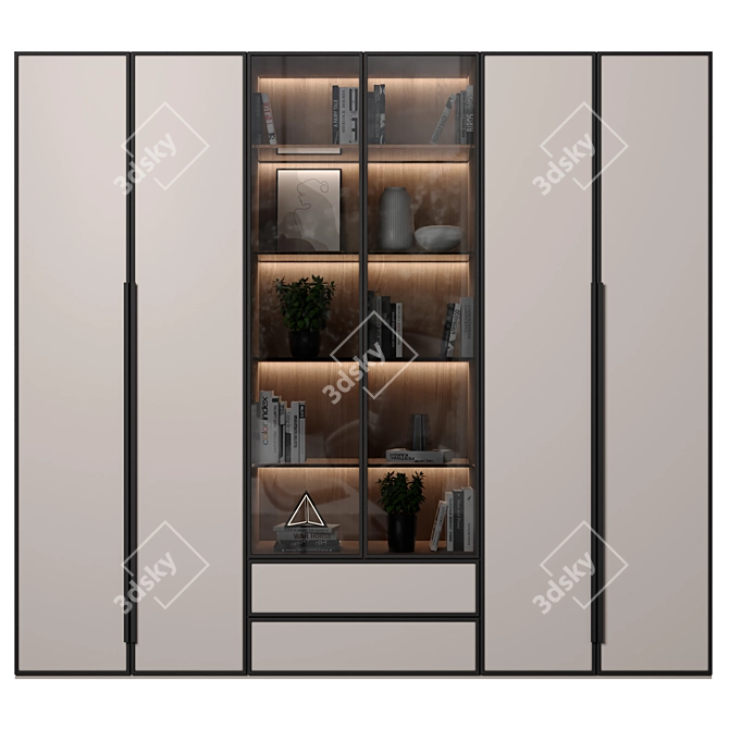 Modular Cabinet with Adjustable Shelves 3D model image 1