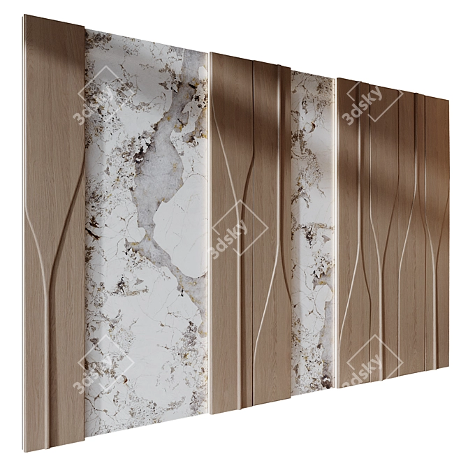 Luxury Wood and Marble Wall Panels 3D model image 1