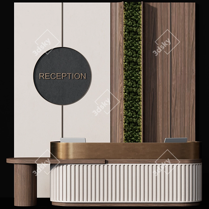 Moss-Embedded Reception Desk Stand 3D model image 1