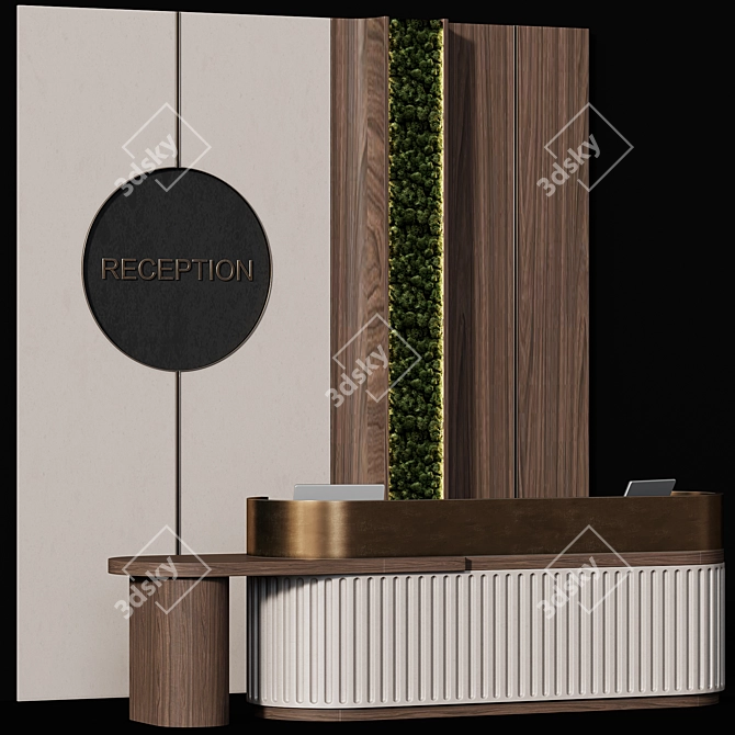 Moss-Embedded Reception Desk Stand 3D model image 3