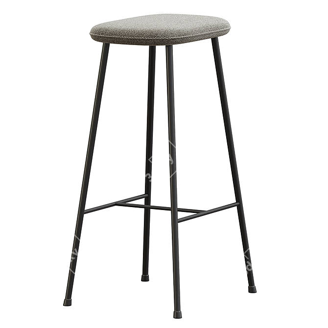 Modern Metal Base Counter Stool 3D model image 2