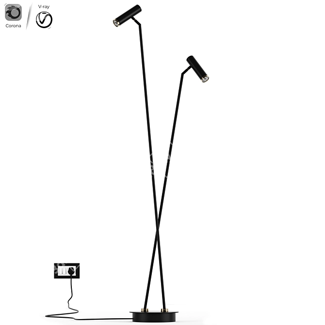 Sleek LED Floor Lamp 3D model image 1