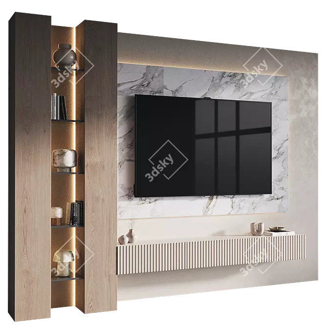 Modern Style TV Wall Set 3D model image 1