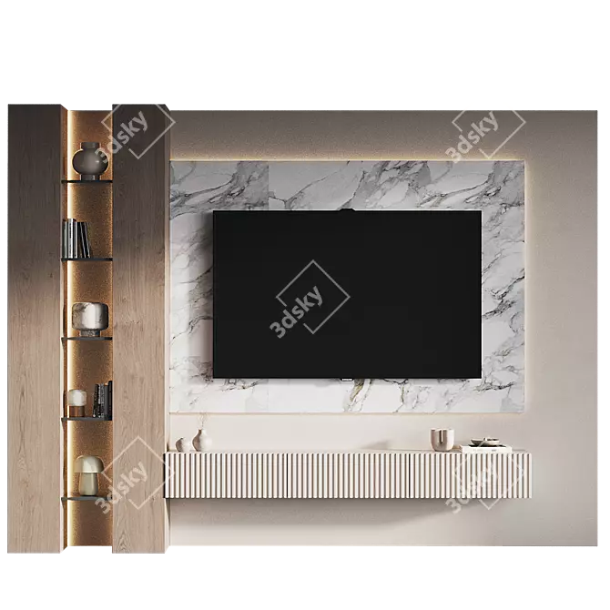 Modern Style TV Wall Set 3D model image 2