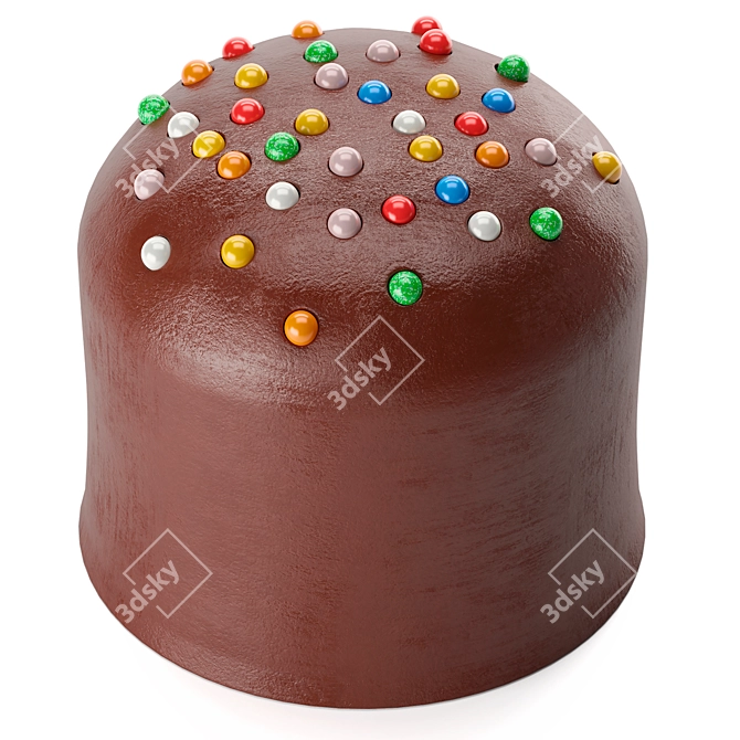 Italian Designer Chocolate Pouf 3D model image 3