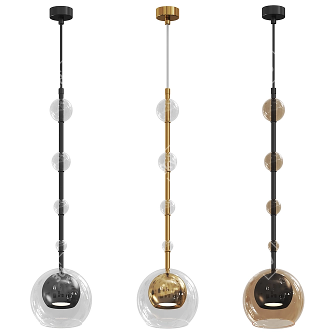 Modern Black Metal Pendant Light 3D model image 4