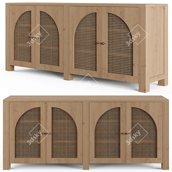 Modern Cane Arch Sideboard Design 3D model image 1