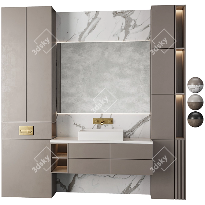 Modern Bathroom Furniture Set 18 3D model image 1