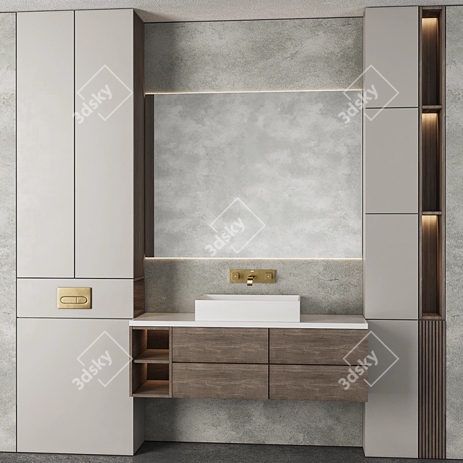 Modern Bathroom Furniture Set 18 3D model image 2