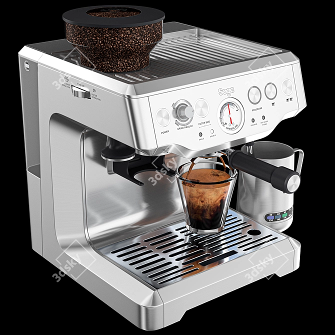 Sage Espresso Machine with Latte Cup 3D model image 5