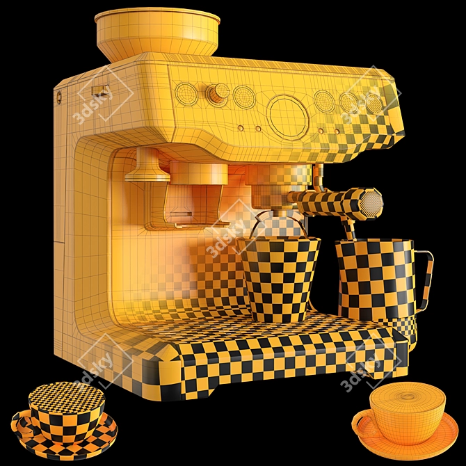 Sage Espresso Machine with Latte Cup 3D model image 7