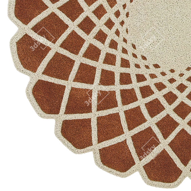 Handmade Wool Ellipse Rug 3D model image 2