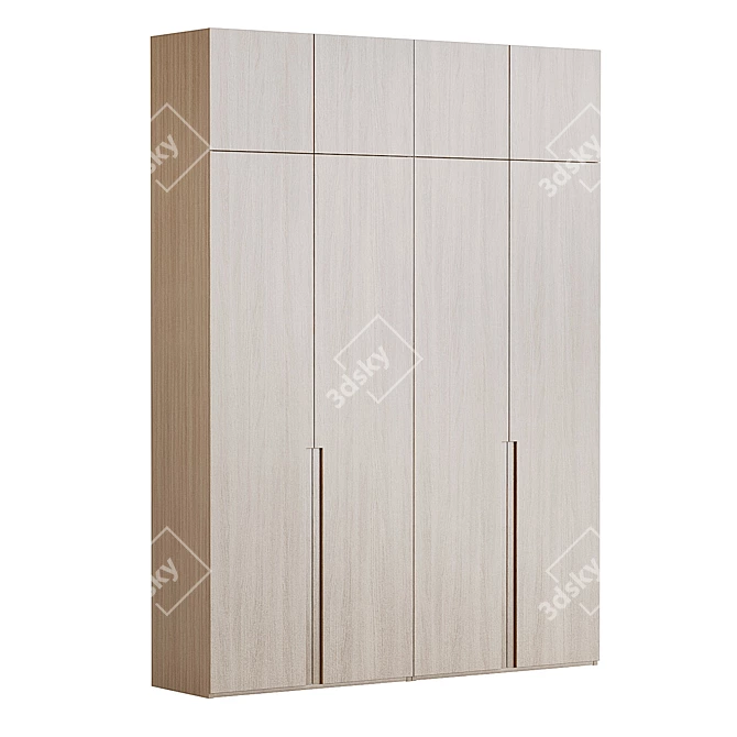 Customizable Modern Wooden Wardrobe Cabinet 3D model image 3