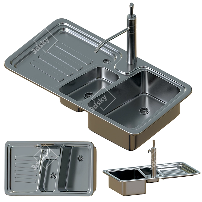 Modern Kitchen Sink Set 3D model image 6